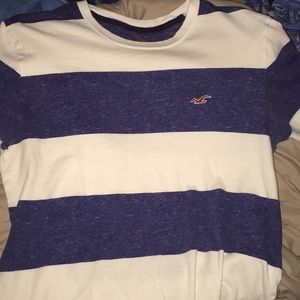 blue and white striped holister tee shirt